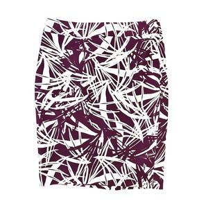 NWOT ANN TAYLOR LOFT Womens Plum Purple White Palm Leaves Pencil Skirt Size 2